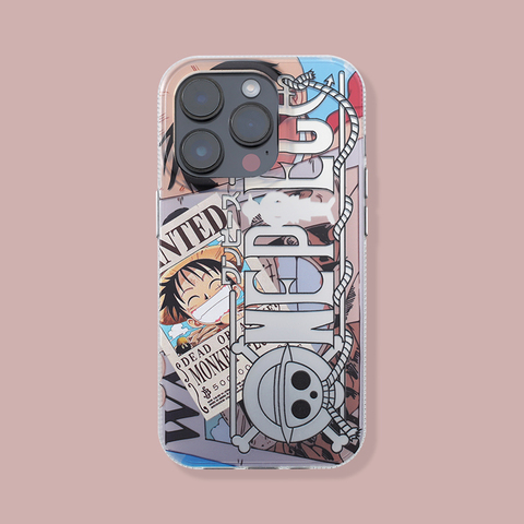 One Piece Luffy Wanted Poster Black White Red iPhone Case