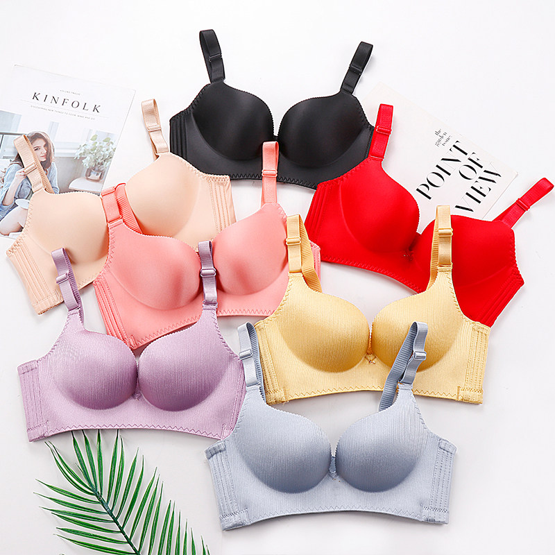 女士无痕无钢圈文胸套装小胸聚拢调整型收副乳内衣薄款上托聚拢夏