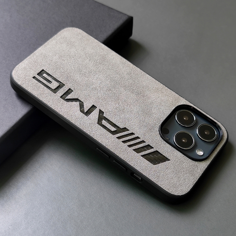 Gray — AMG Alcantara Motorsport New Suede Microfiber Anti Slip High End Premium 15, 14 iPhone Case
