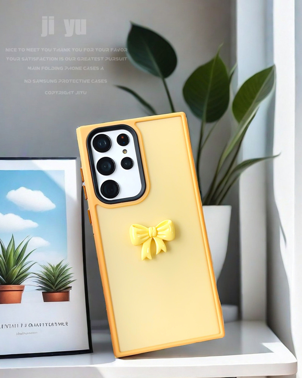 Cute Yellow Ribbon For Girls S24, S24 Plus, S24 Ultra, S23, S23 Plus, S23 Ultra, S22, S22 Plus, S22 Ultra Samsung Phone Case