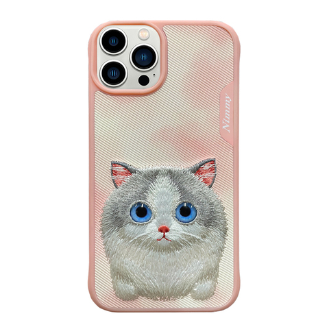 Nimmy Embroidered New Cute Pug Dog, Panda, Cat, Mouse Plush High End Premium 15, 15 Plus, 15 Pro, 15 Pro Max iPhone Case
