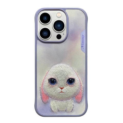 Nimmy Embroidered New Cute Pug Dog, Panda, Cat, Mouse Plush High End Premium 15, 15 Plus, 15 Pro, 15 Pro Max iPhone Case