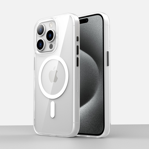 White — Balueus Transparent Clear Magsafe Magnetic High-End Premium 15, 15 Plus, 15 Pro, 15 Pro Max iPhone Case