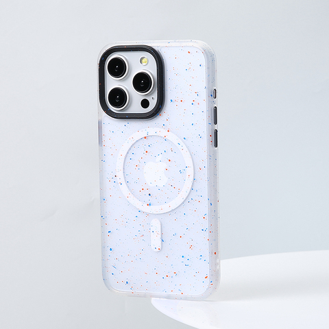 White — Balueus Magsafe Color Splash Frosted Silicone TPU High End Premium 15, 15 Plus, 15 Pro, 15 Pro Max iPhone Case