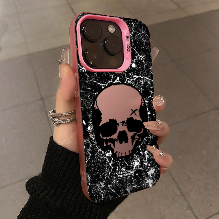 Punk Goth Skull Illustration Silicone TPU 15, 14, 13, 12 iPhone Case