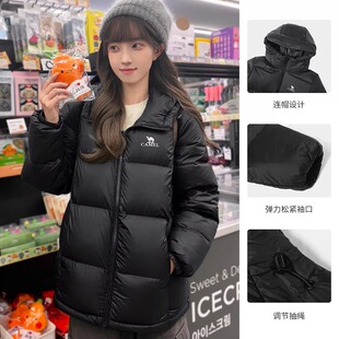 骆驼小太阳羽绒服女2025冬季加厚保暖石墨烯自发热连帽面包服外套
