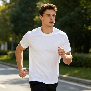 B.VEERA/倍福来200克纯棉薄款凉感短袖T恤男夏季圆领休闲运动男女