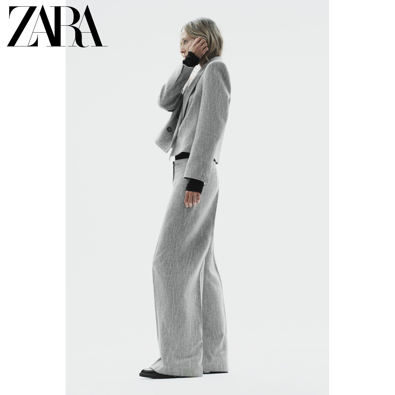 ZARA2023秋季新品女装裹巾宽松高腰长裤3046293 711-Taobao