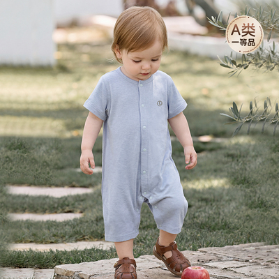 婴儿短袖连体衣男女童哈衣居家爬爬服
