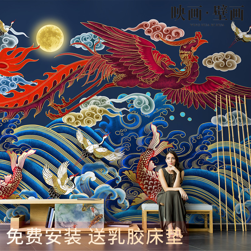 刺青紋身武士日本風格壁畫日式料理壽司店和風飯廳裝飾畫壁紙壁紙