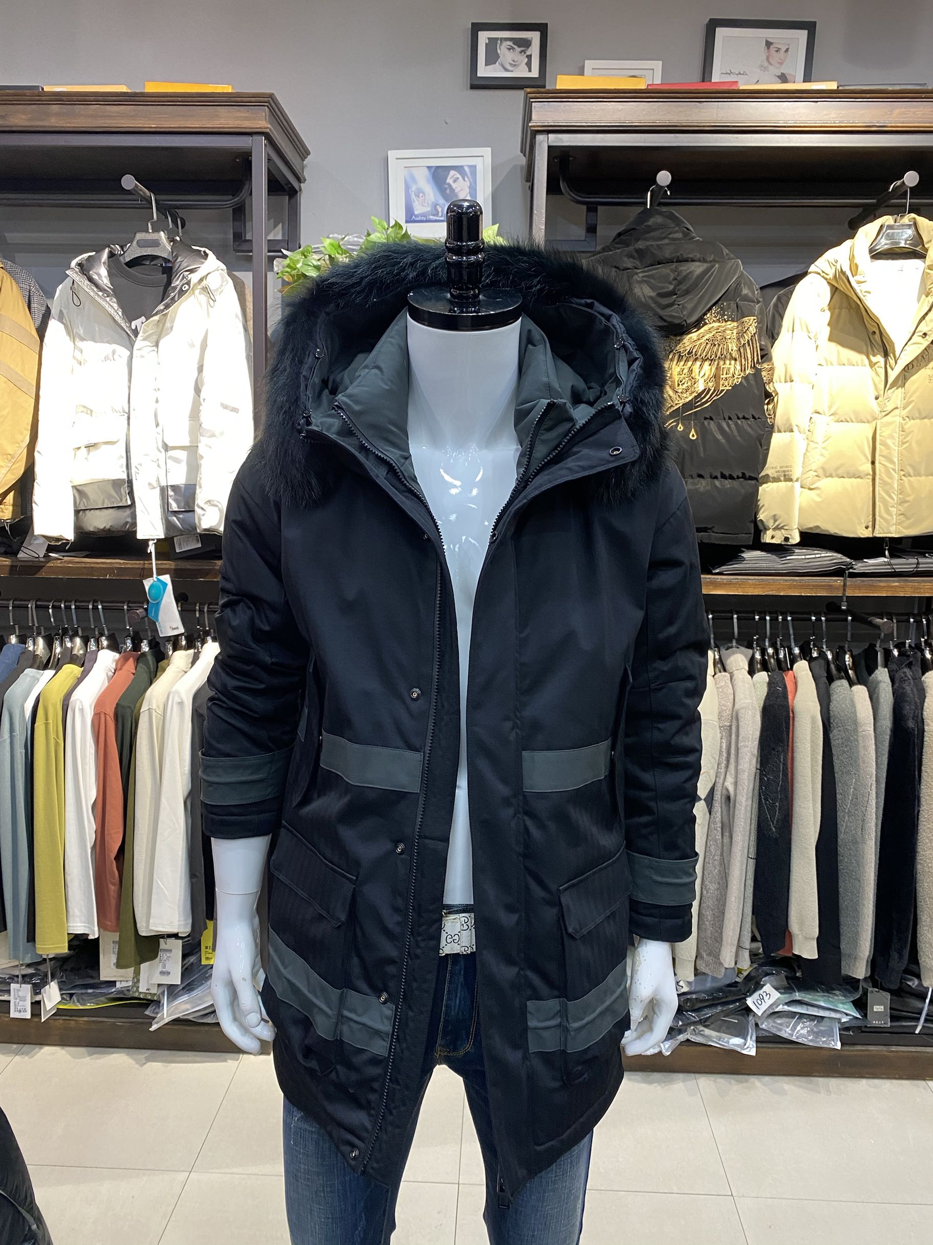 2022冬季新款L.H.Z男装888款男士修身时尚拼色连帽夹克款羽绒服- Taobao