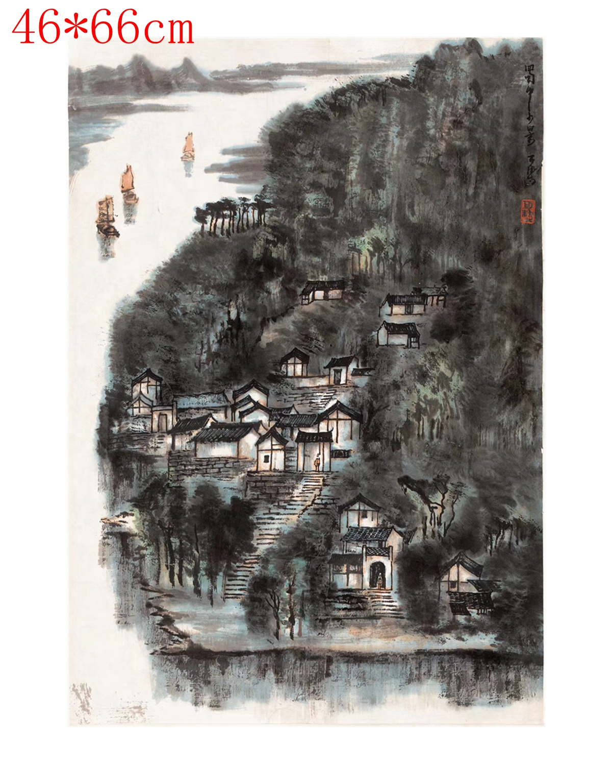 高清宣纸复制关山月九十年代第一六尺山水画办公室长城国画风水画-Taobao