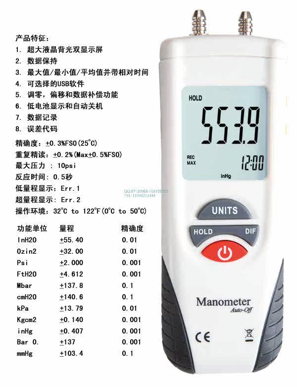 Купить Манометр покрытие HT-1890 цифровой манометр измерения ...
