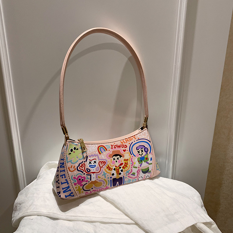 夏天上新高级质感法式腋下包女包2021新款法国小众设计涂鸦单肩包