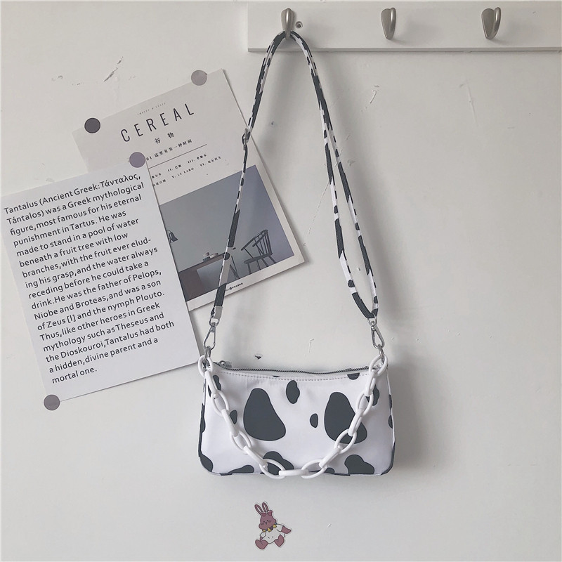 日系原宿ulzzang简约百搭软妹帆布包女2021新款韩国ins奶牛小挎包