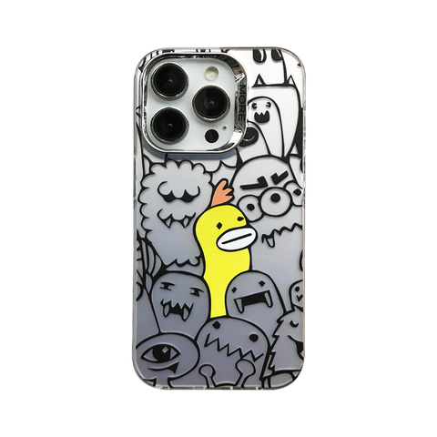 Funny Chicken In Crowd New Cartoon Silicone TPU 15, 14, 13, 12 iPhone Case
