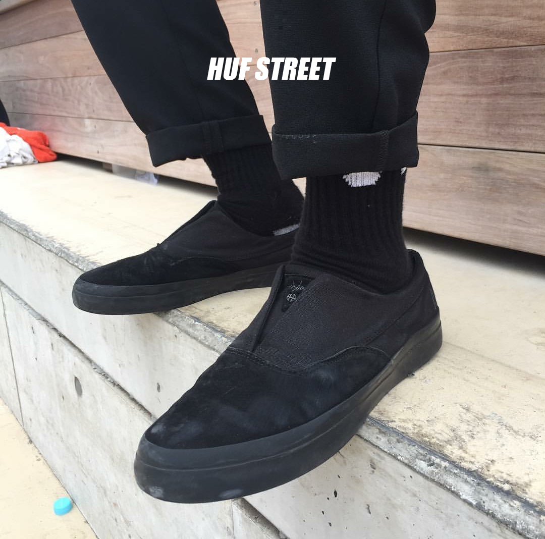 最后留念HUF Dylan Rieder slip on米白翻毛皮一脚套专业滑板鞋-Taobao