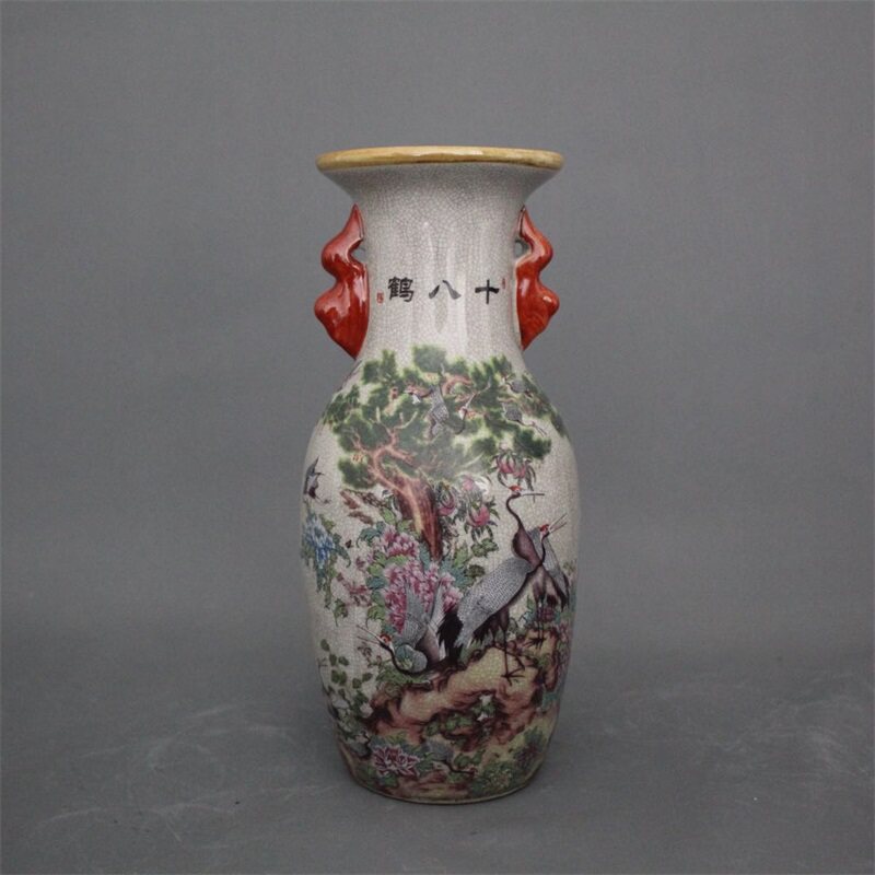 景德镇仿古陶瓷乾隆粉彩仕女图六角花瓶家居装饰展柜博古架摆件-淘宝网