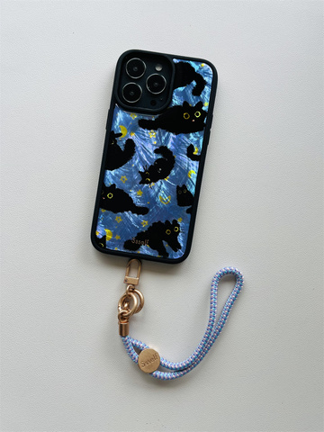 Ssself For Girls Black And Blue Cat High Quality Premium 15, 14, 13, 12, 11 iPhone Case
