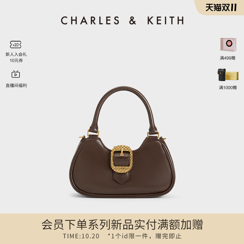 CHARLES&KEITH23冬季新款CK2-40671571金属扣带饰单肩包腋下包女-Taobao