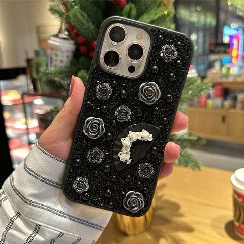 Rhinestone Diamond Bling Flowers Luxury Girls 15, 14, 13, 12 iPhone Case