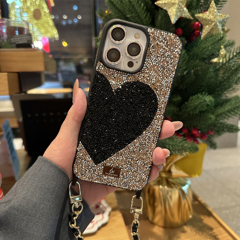 Shiny Rhinestone Diamond Bling Heart Luxury Girls 15, 14, 13, 12 iPhone Case