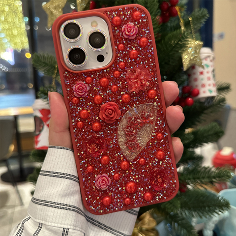 Rhinestone Diamond Bling Flowers Luxury Girls 15, 14, 13, 12 iPhone Case