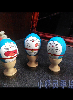 90 小精灵手绘屋 发布了 纯手绘彩蛋真鸡蛋画摆件卡通叮当猫