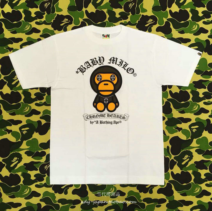 BAPE x CHROME HEARTS 聯名限定超限量Chrome 馬蹄猿人TEE T恤-Taobao