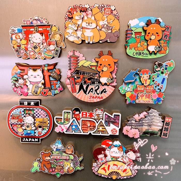 磁时光出口日本冲绳狮子大阪城市特色旅游纪念风景冰箱贴磁贴