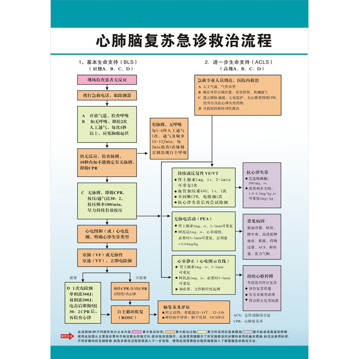 成人心肺復甦搶救流程醫院急救程序掛圖過敏反應休克搶救流程圖