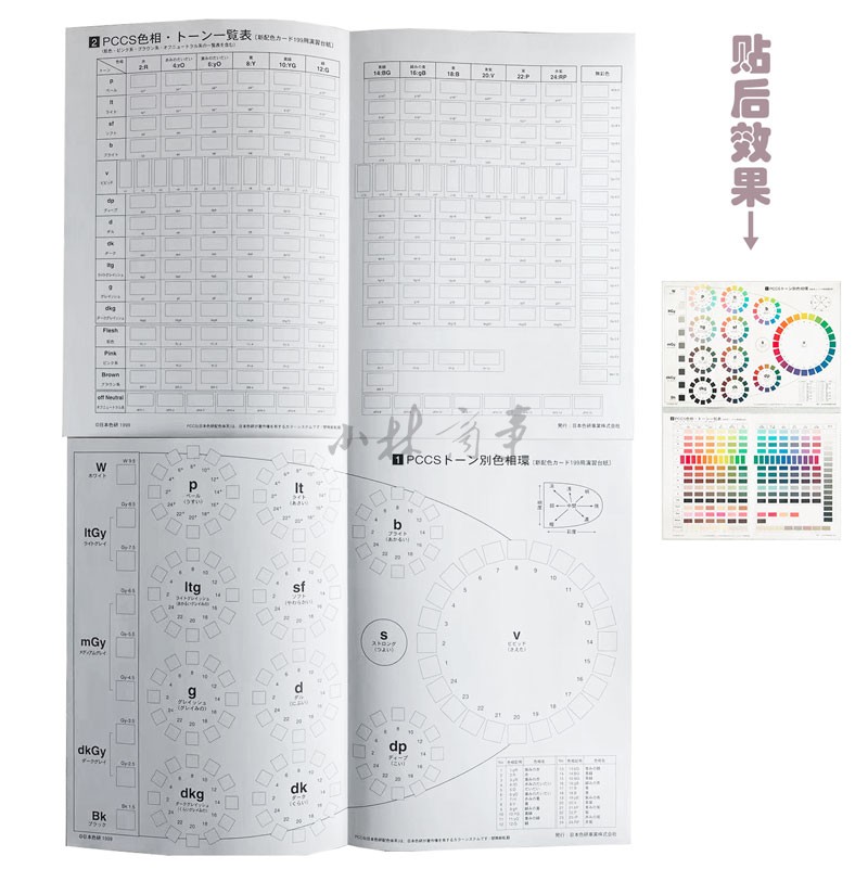 PCCS色卡基本掛圖日本色研515乘728mm兩張貼油性色票帶盒6-006-Taobao