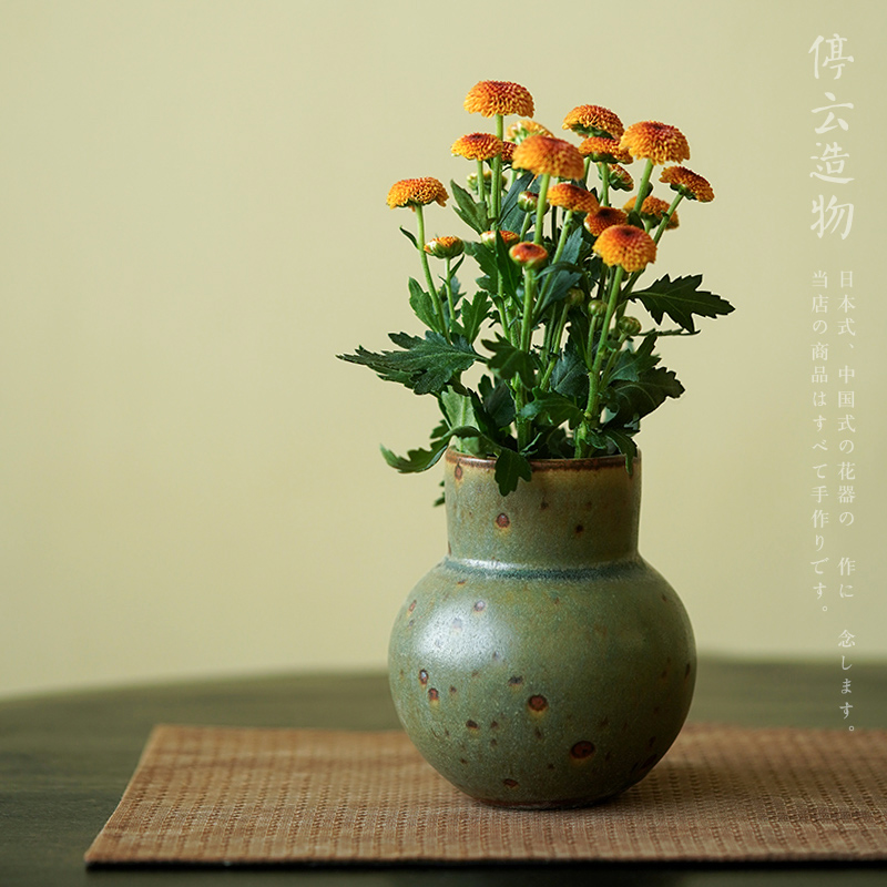 景德镇粗陶复古花瓶中式中古陶瓷插花花器日式侘寂风陶罐客厅摆件-Taobao