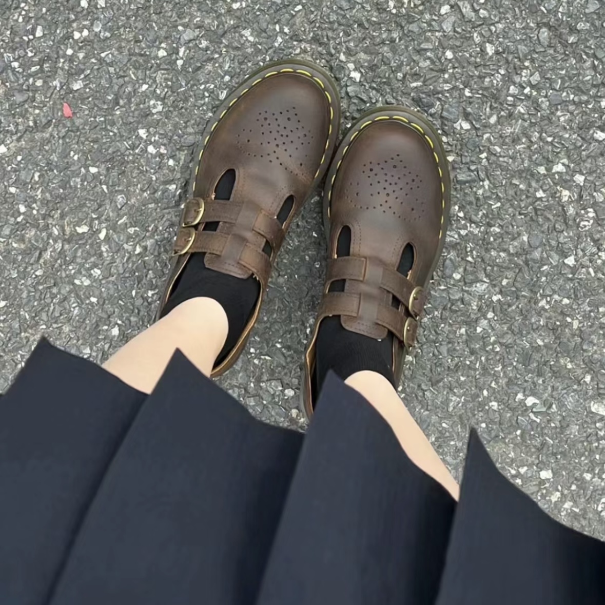 36-43)DR.MARTENS 8065玛丽珍日系学院风双扣马丁单鞋女12916001-Taobao