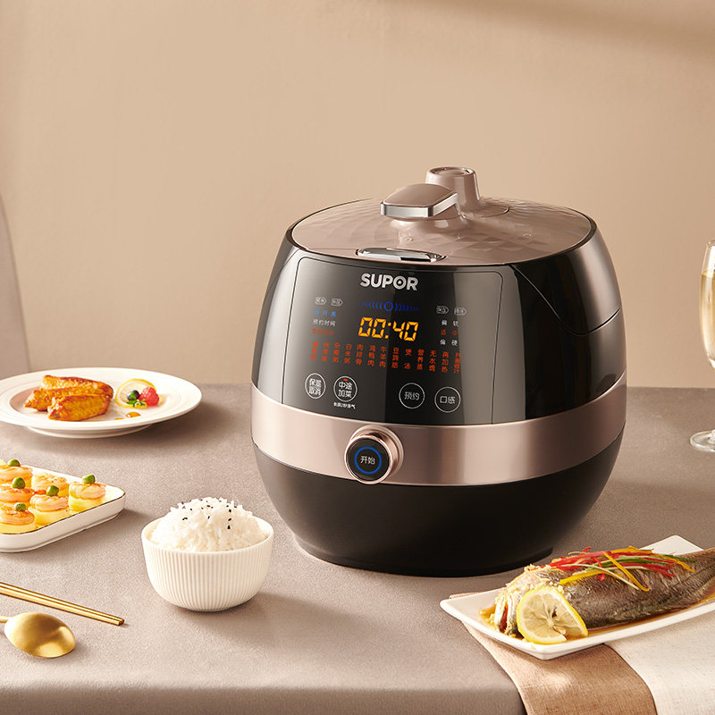 苏泊尔电压力锅家用5L鲜呼吸双胆全自动多功能智能高压锅饭煲正品