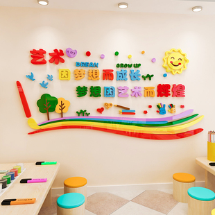 美术教室装饰墙贴画3d立体儿童画室布置美术室艺术培训墙面装饰画图片