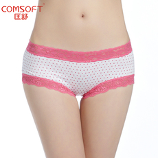 Трусы comsoft2条装 纯棉女内裤 中腰女舒适可爱中腰大码性感蕾丝女内裤