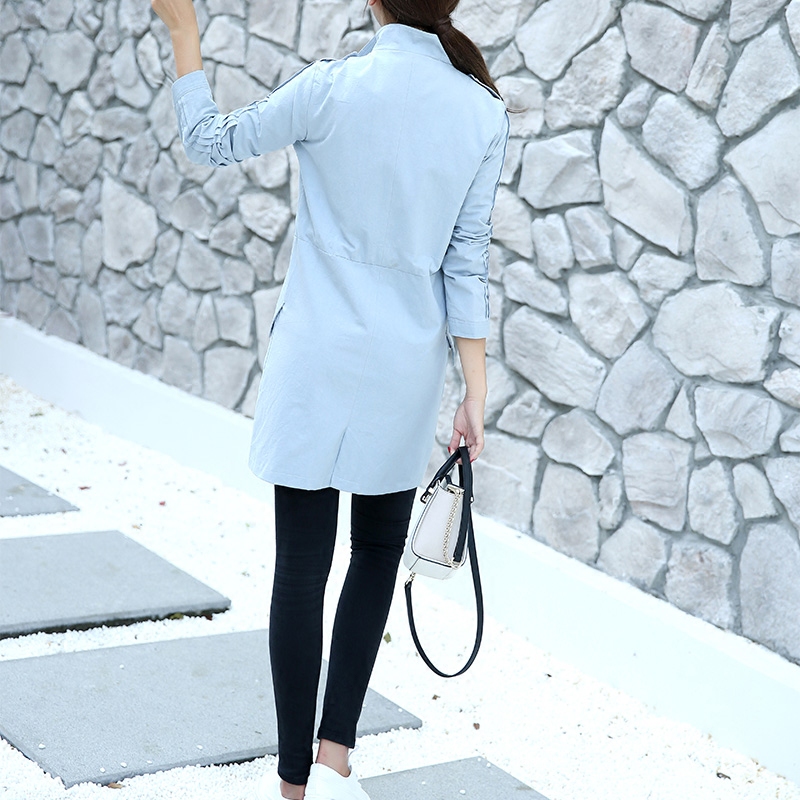 春秋韩版女式风衣中长款宽松大码外套拉绳显瘦