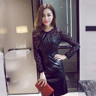 whatever独家定制吊带粉色皮裙连衣裙吊带裙短