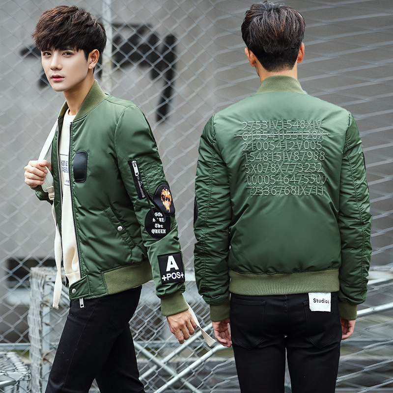 冬季新款男装羽绒服轻复古MA-1刺绣飞行员棒