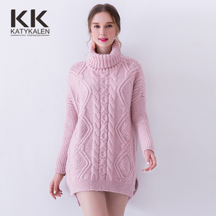 粗毛线毛衣女套头粉色_粗毛线毛衣女套头粉色