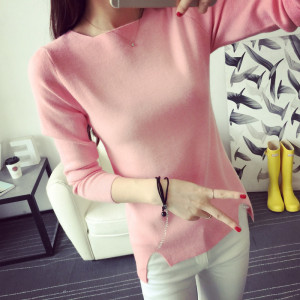 纯色修身针织衫