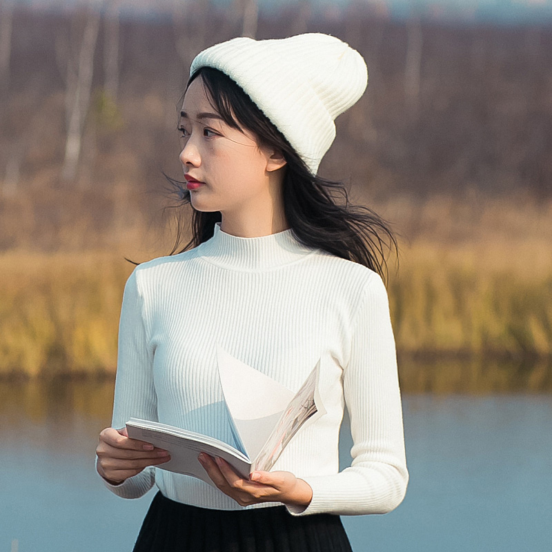 秋冬新款韩版半高领毛衣打底衫女学生修身显瘦
