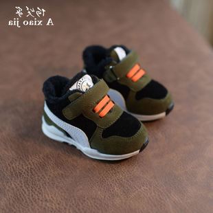 冬款加绒宝宝鞋男童休闲运动鞋女童软底防滑学