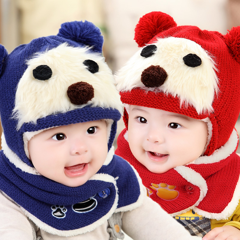 冬季婴儿帽子3-6-12个月加绒新款宝宝帽子1-2