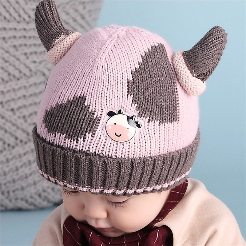 婴儿帽子秋冬季6-12个月女宝宝套头帽男童儿童