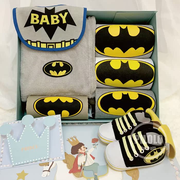 新生儿婴儿礼盒男宝宝蝙蝠侠满月礼品送礼纯棉