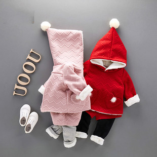 女宝宝冬装连衣裙两件套裙子加绒加厚婴童冬季