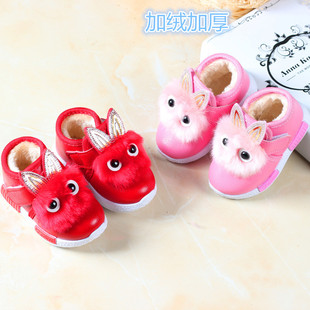 冬季宝宝棉鞋0-1岁半细带加绒幼儿学步鞋女童