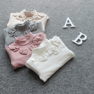 女宝宝秋冬装加厚长袖T恤0-1-2-3岁婴儿纯色加